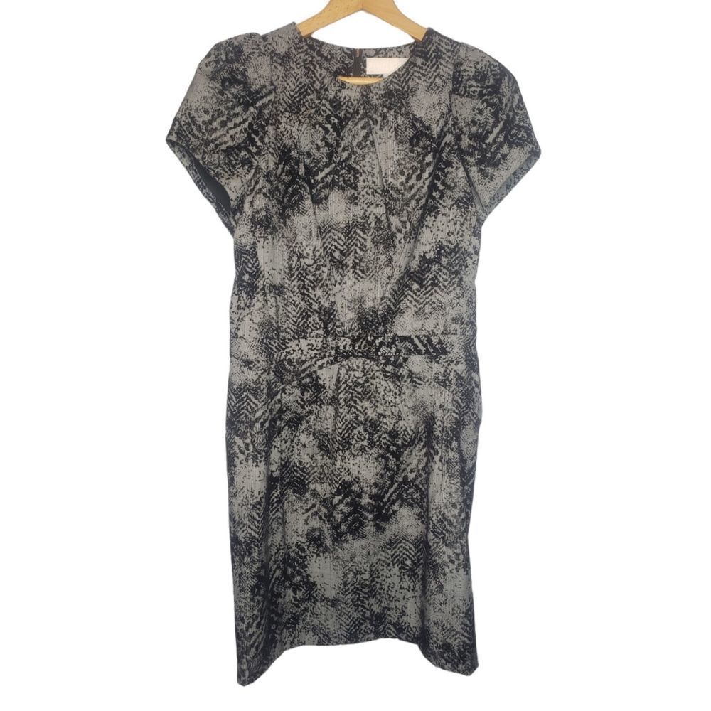 Bensoni gray and black abstract print stricture dress women size 8 Gossip Girl